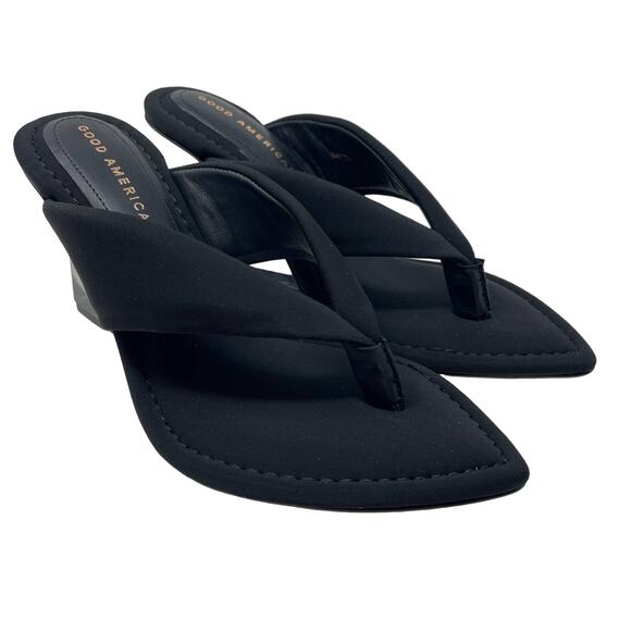Good American Clear Wedge Sandals Size 6 Neoprene GA077N-X - Picture 3 of 5